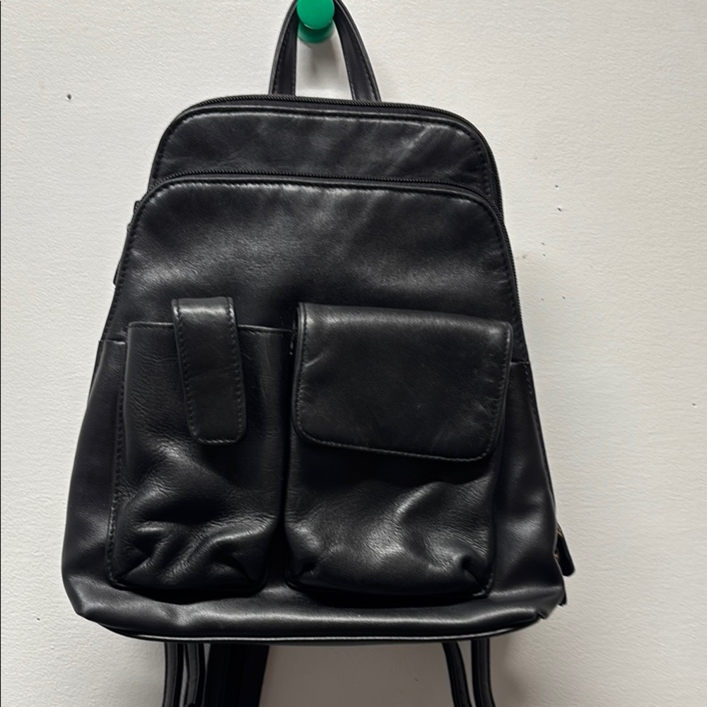 Hilard and Hanson Black Leather Backpack / Purse